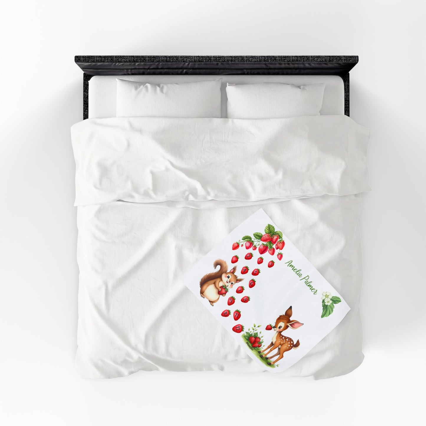 Strawberry and Woodland Animals Monthly Milestone Blanket