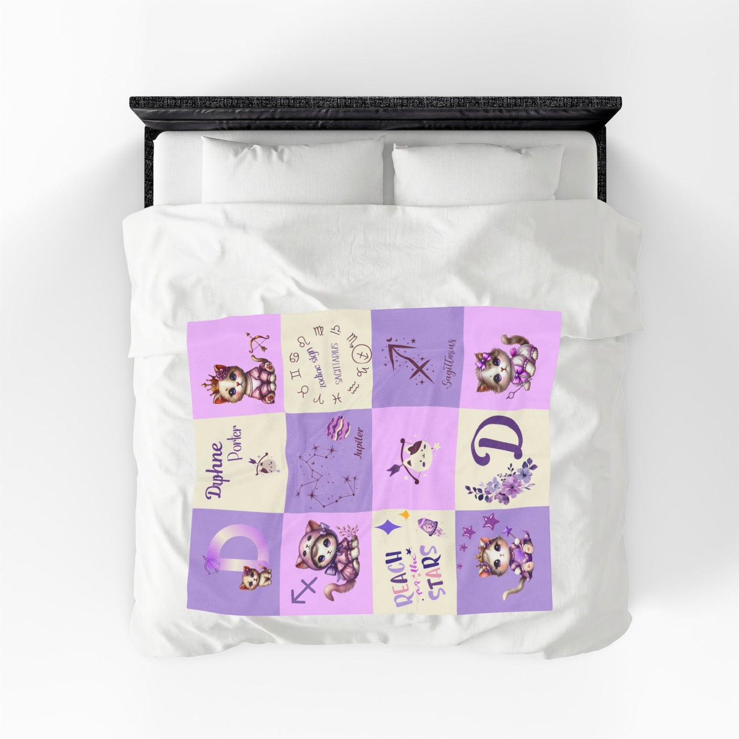 Personalized Sagittarius Baby Girl Blanket Velveteen Plush, Zodiac Baby Blanket,