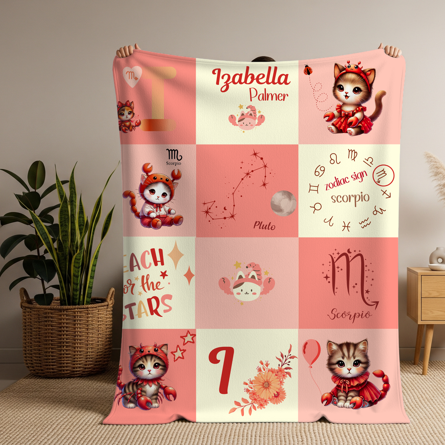 Personalized Scorpio Baby Girl Blanket Velveteen Plush, Zodiac Baby Blanket, Astrology Baby Blanket,