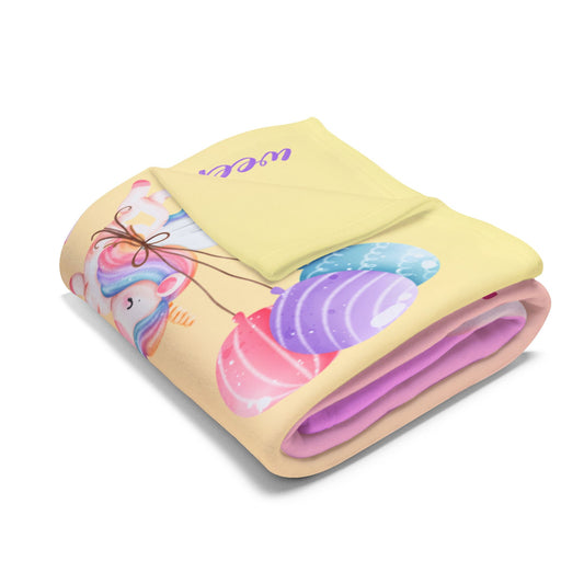 Personalized Unicorn Milestone Baby Girl Blanket, Soft Velveteen Plush Fleece