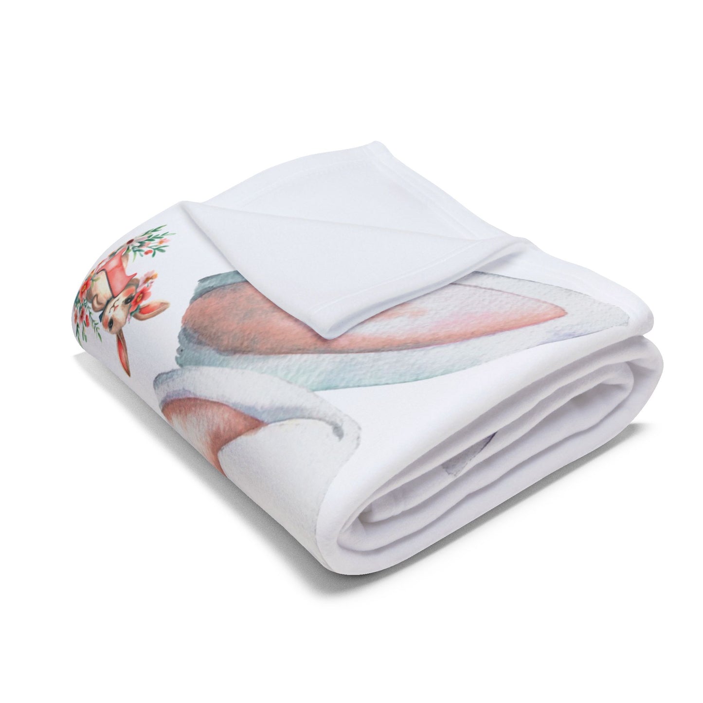 Personalized Bunny Ear Milestone Baby Boy Blanket – Soft Velveteen Plush Fleece