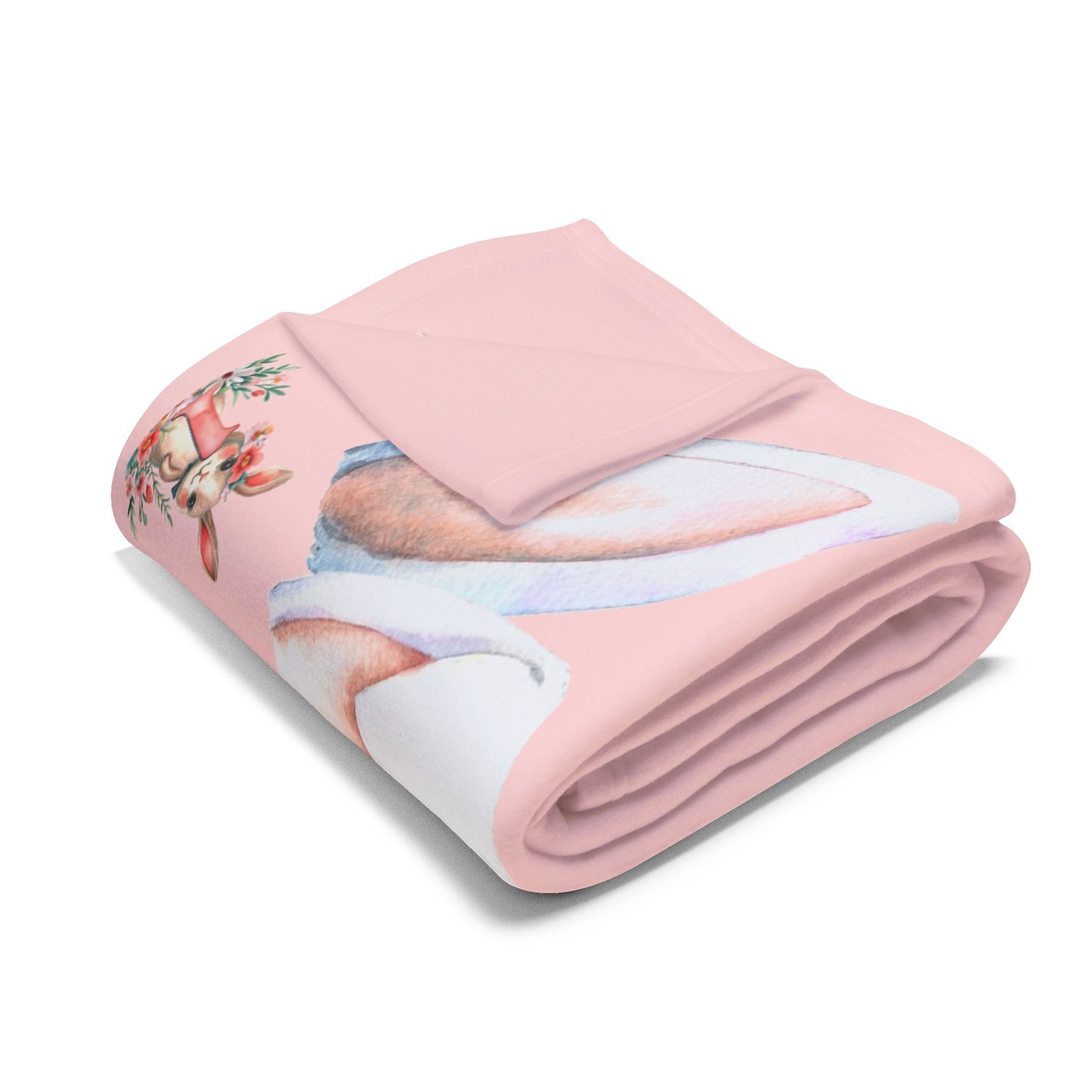 Personalized Bunny Milestone Baby Girl Blanket, Soft Velveteen Plush Fleece