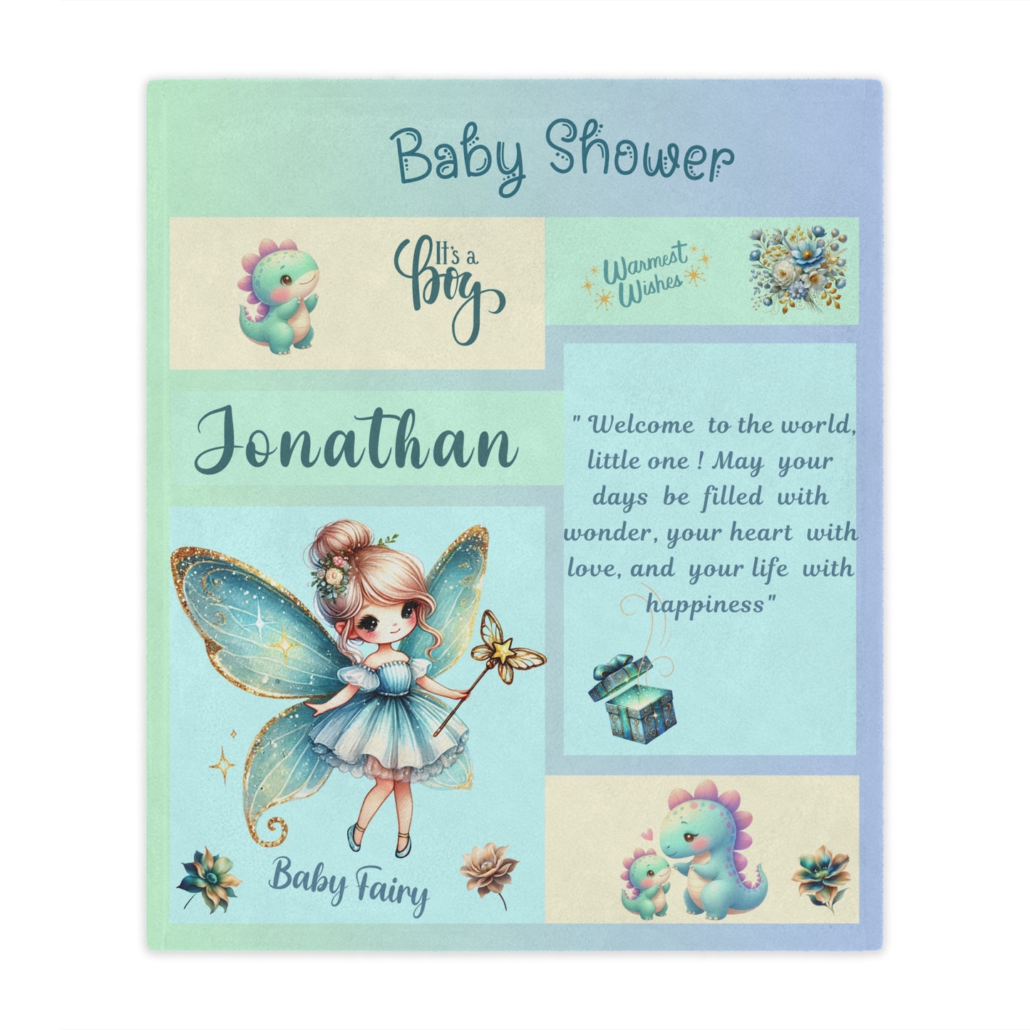 ''Fairy Wishes'' Baby Boy Minky Blanket