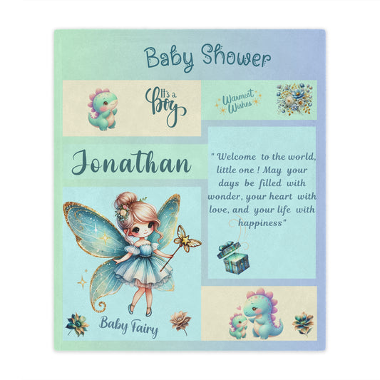 ''Fairy Wishes'' Baby Boy Minky Blanket