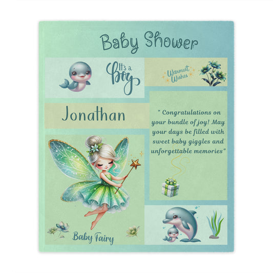 ''Fairy Wishes'' Baby Boy Minky Blanket