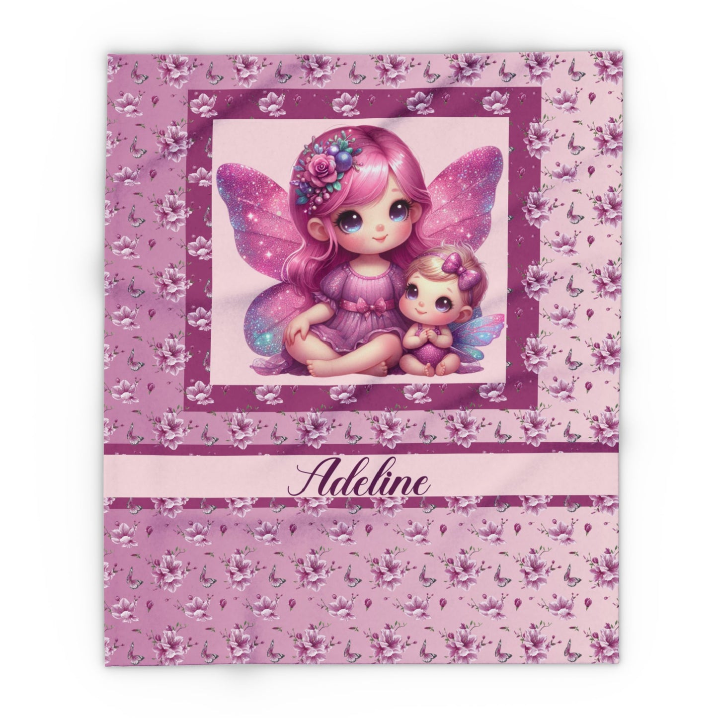 Fairy Flowers Girl  Pink Blanket