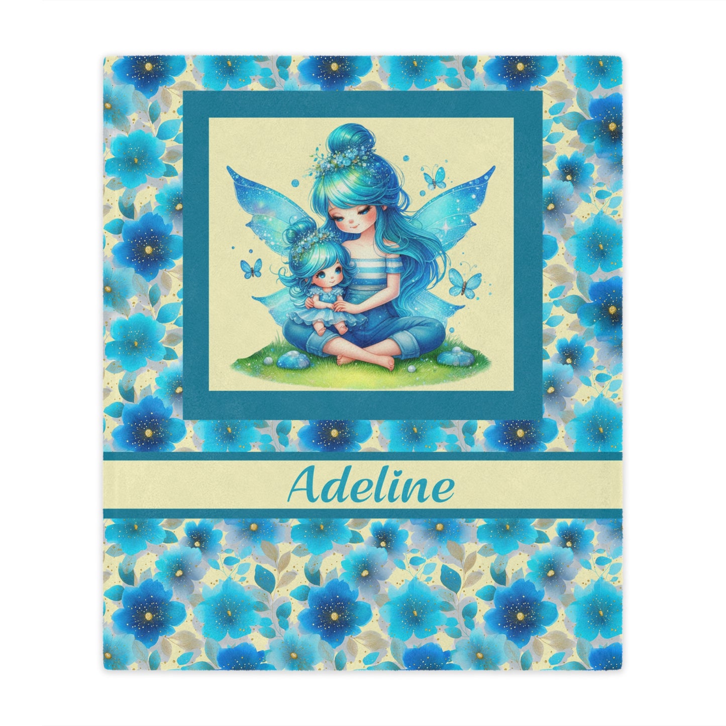 Fairy Flowers Name Girl Minky Blanket