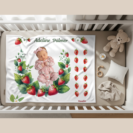 Prsonalized baby girl milestone blanket, Velveteen Plush Blanket