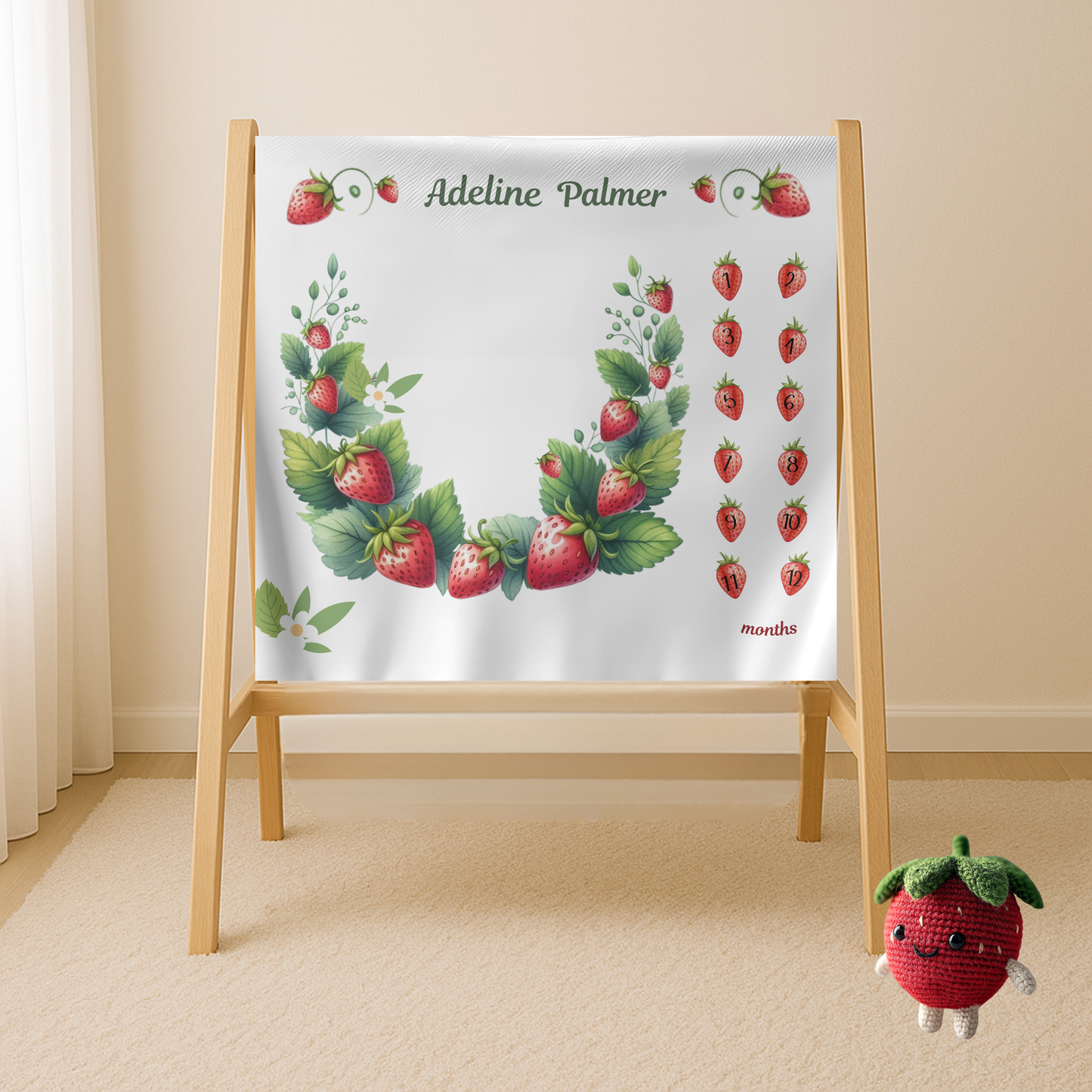 Prsonalized baby girl milestone blanket, Velveteen Plush Blanket