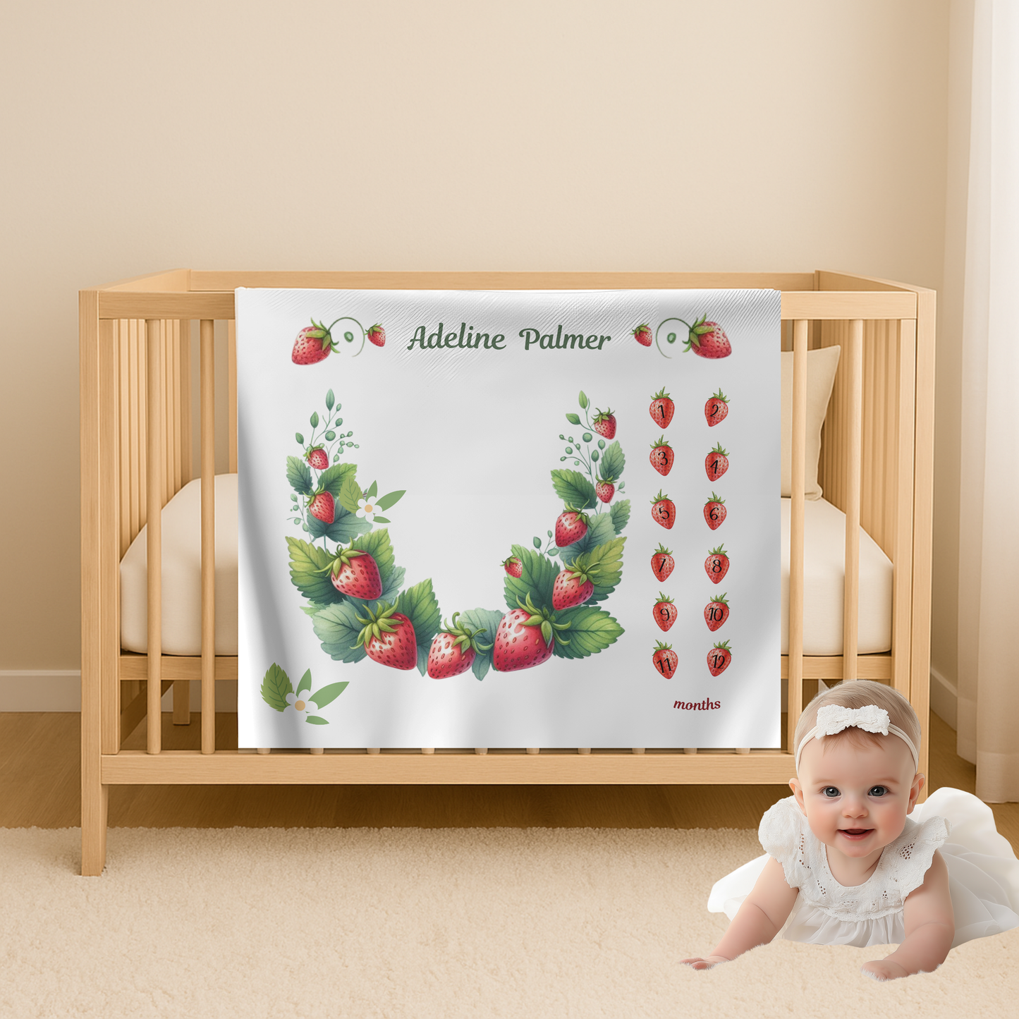 Prsonalized baby girl milestone blanket, Velveteen Plush Blanket
