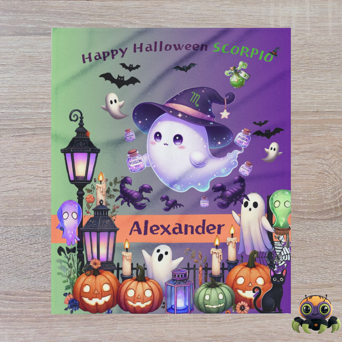 Personalized Scorpio Halloween Toddler Boy Blanket. Custom name zodiac Halloween gift.