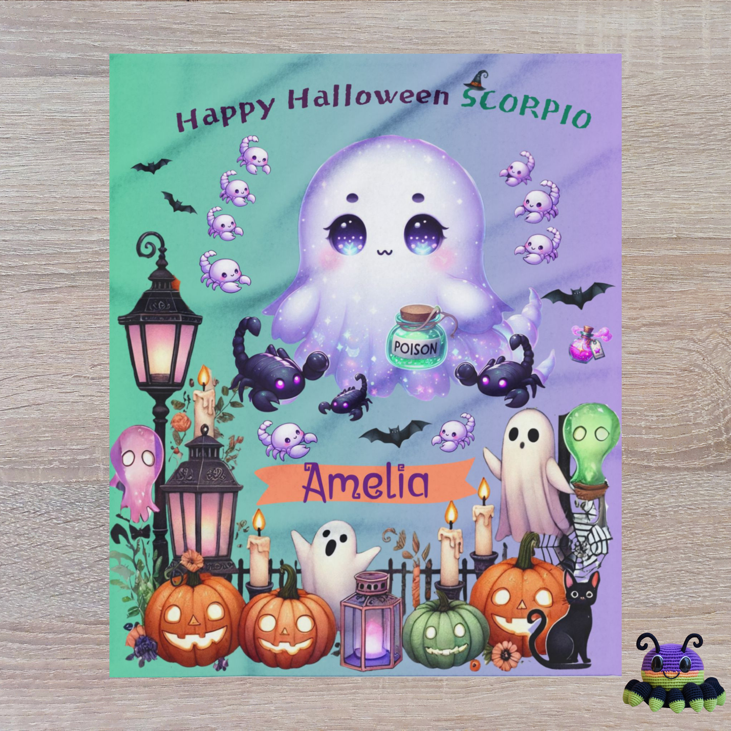 Personalized Scorpio Halloween Blanket for Girls, Custom Name Zodiac Toddler Halloween Gift