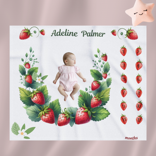 Prsonalized baby girl milestone blanket, Velveteen Plush Blanket