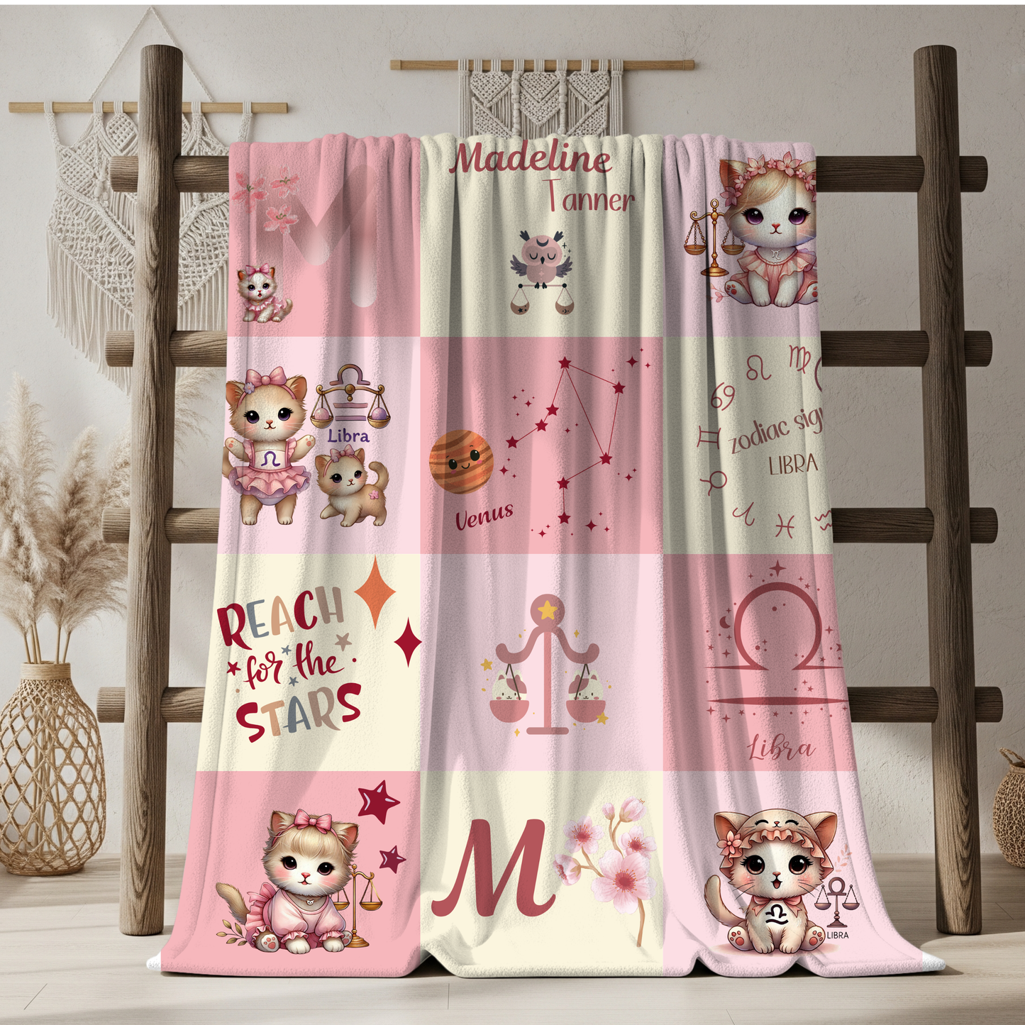 Personalized Libra Baby Girl Blanket, Velveteen Plush Zodiac Baby Blanket,