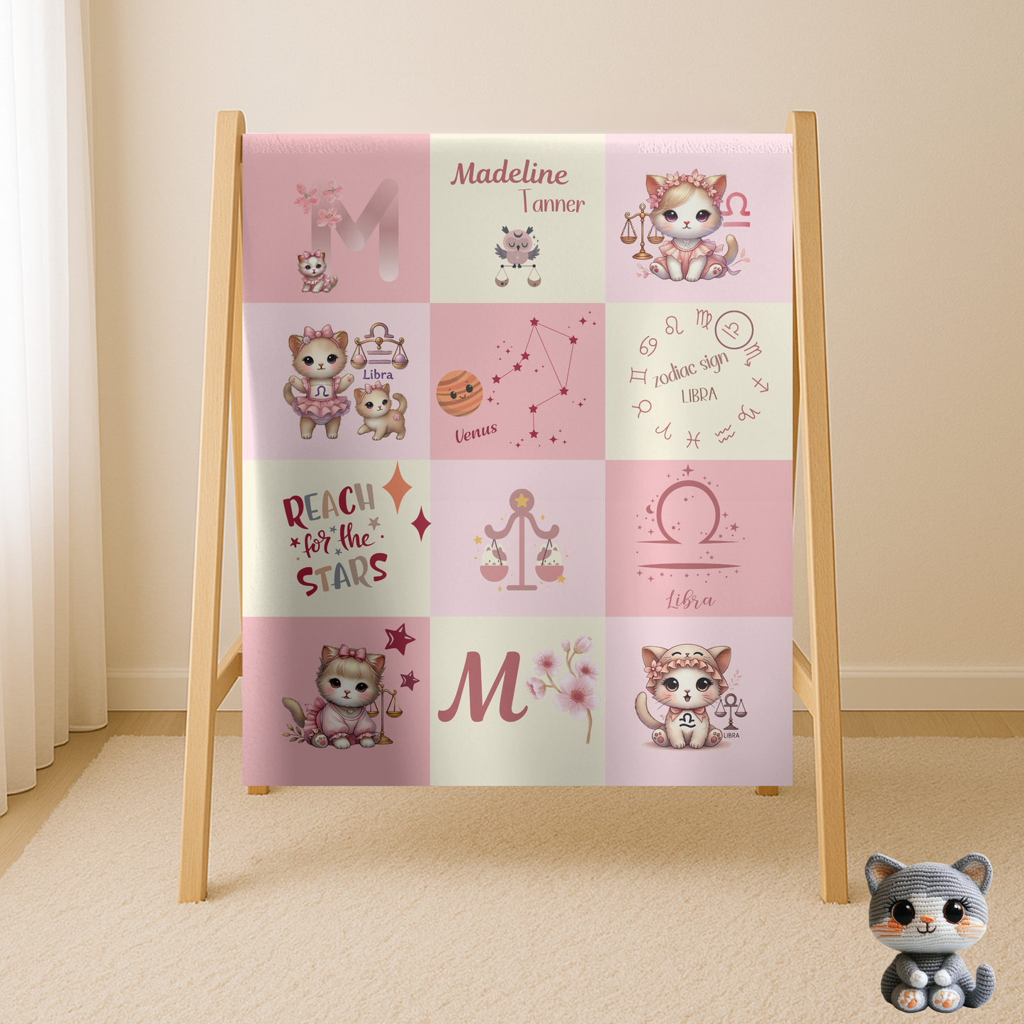 Personalized Libra Baby Girl Blanket, Velveteen Plush Zodiac Baby Blanket,