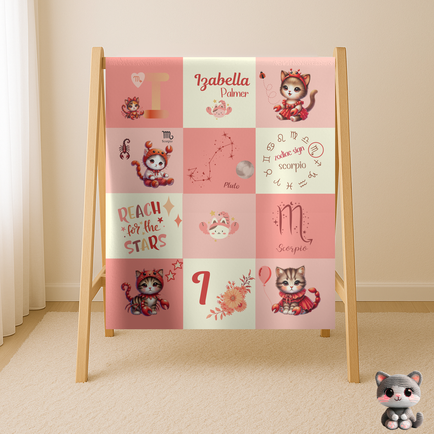 Personalized Scorpio Baby Girl Blanket Velveteen Plush, Zodiac Baby Blanket, Astrology Baby Blanket,