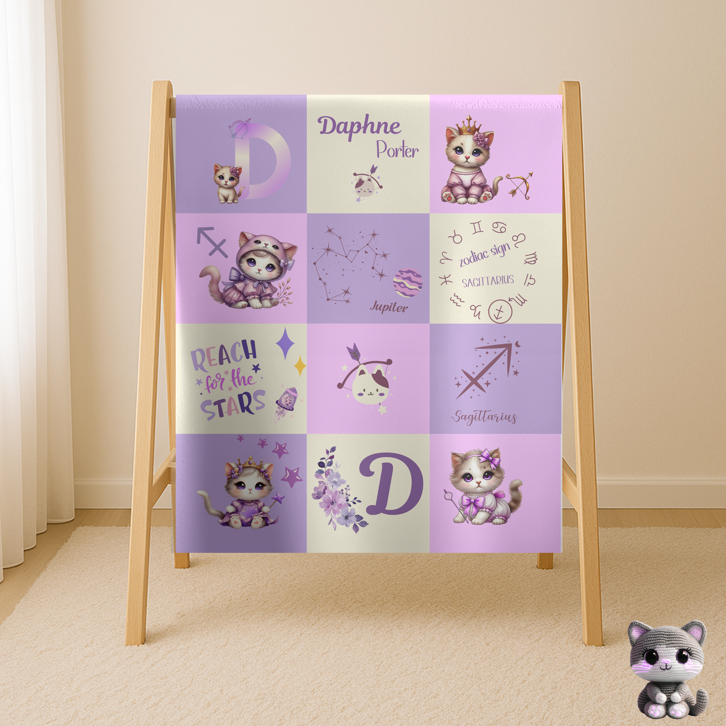 Personalized Sagittarius Baby Girl Blanket Velveteen Plush, Zodiac Baby Blanket,