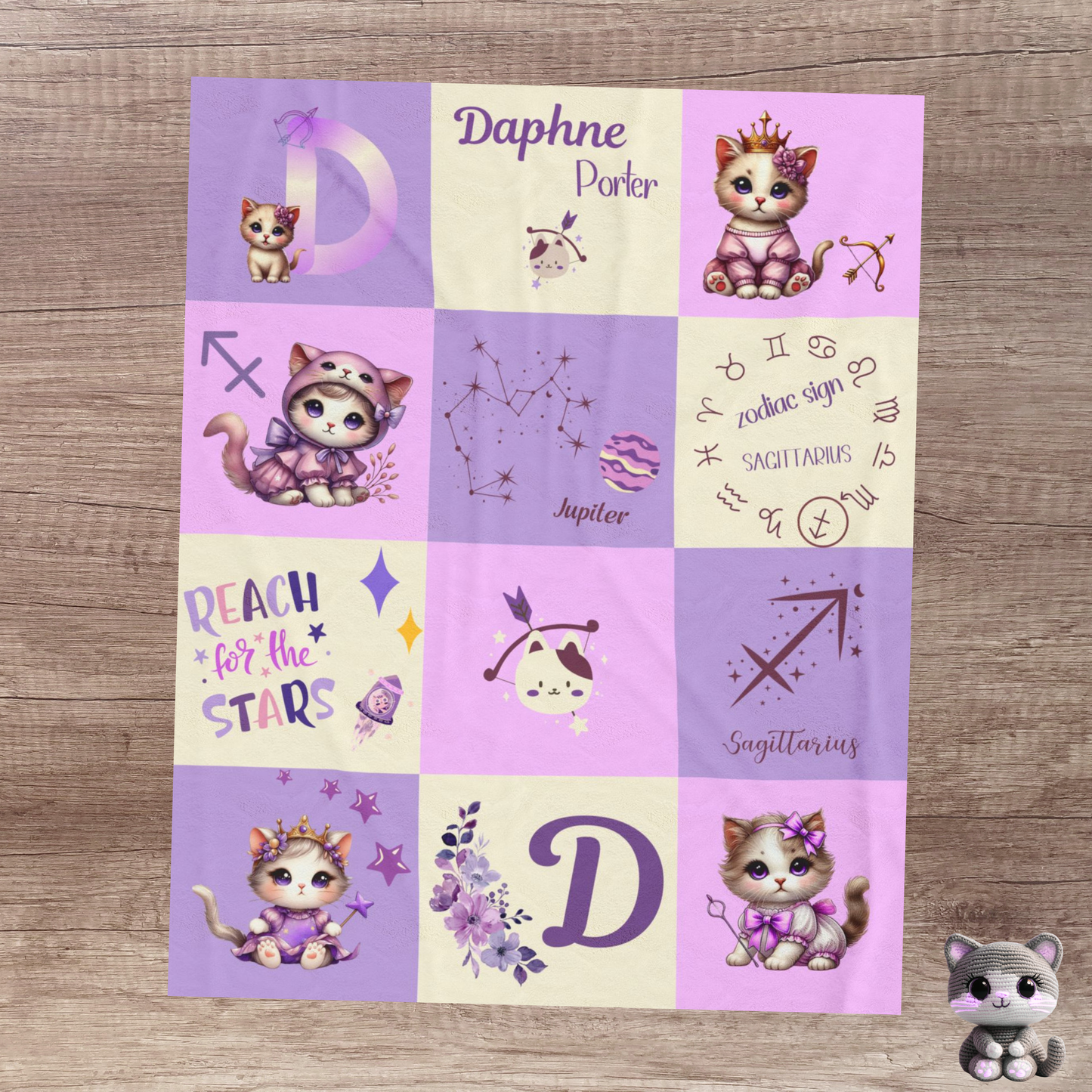 Personalized Sagittarius Baby Girl Blanket Velveteen Plush, Zodiac Baby Blanket,