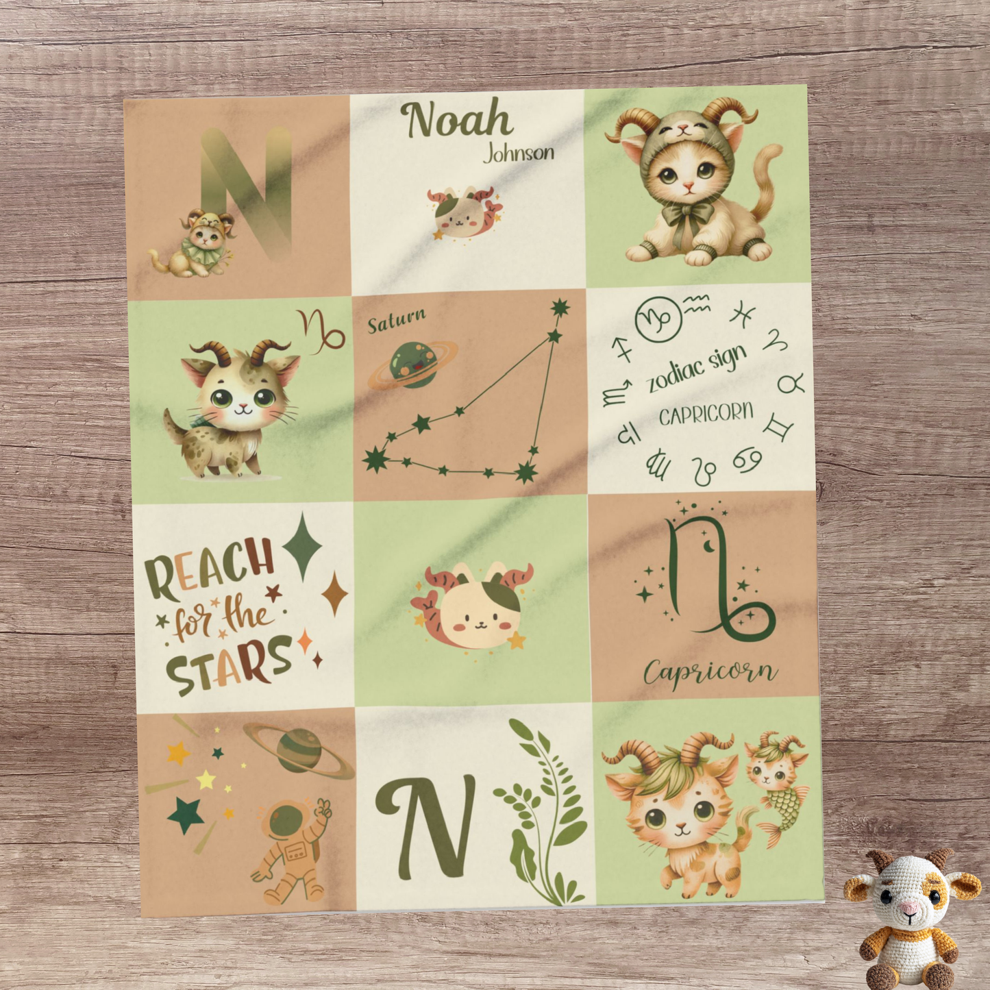 Personalized Capricorn Baby Boy Blanket, Velveteen Plush, Zodiac Baby Blanket,