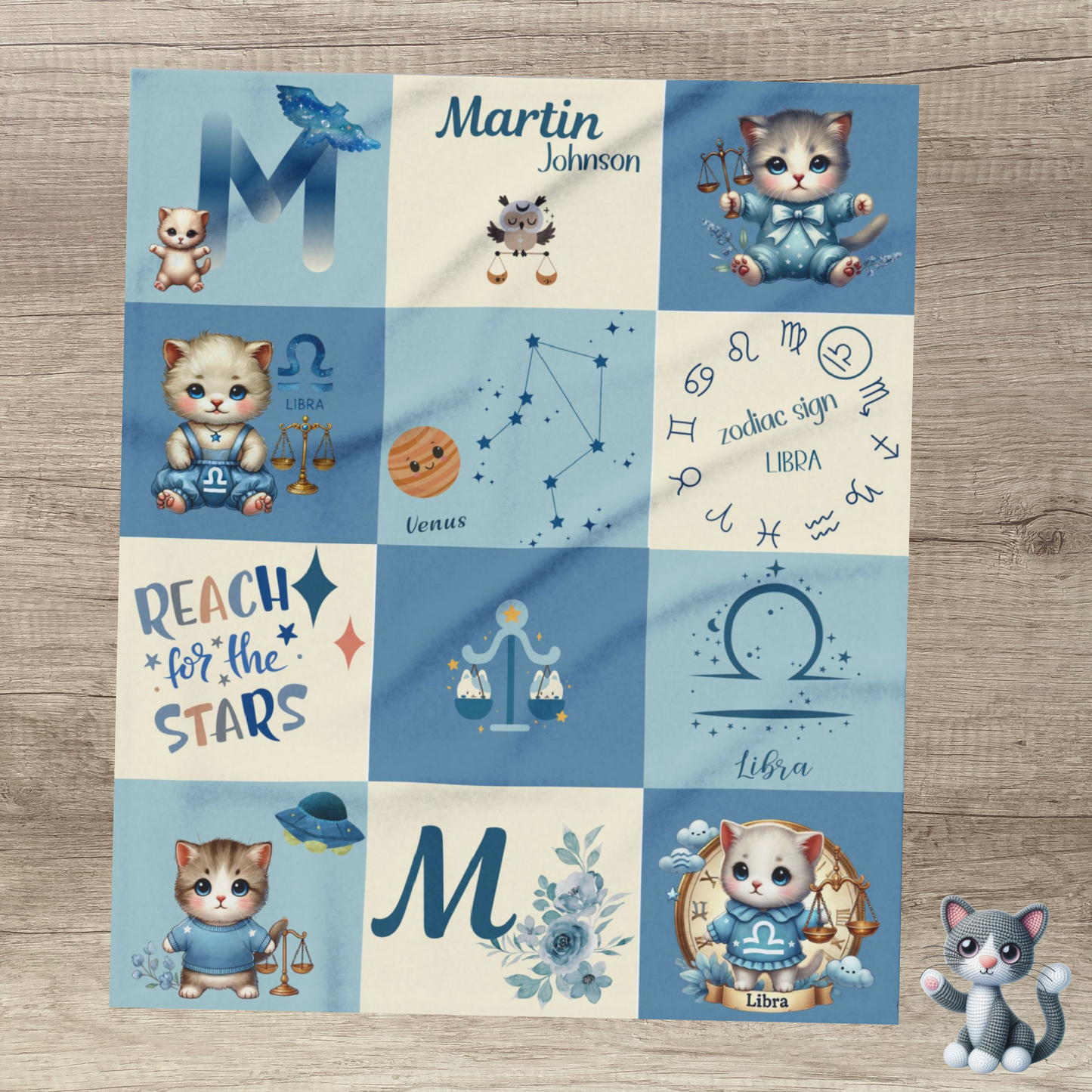 Personalized Libra Baby Boy Blanket Velveteen Plush, Zodiac Baby Blanket, Astrology Baby Blanket, Custom Name Blanket, Newborn Gift, Nursery Decor