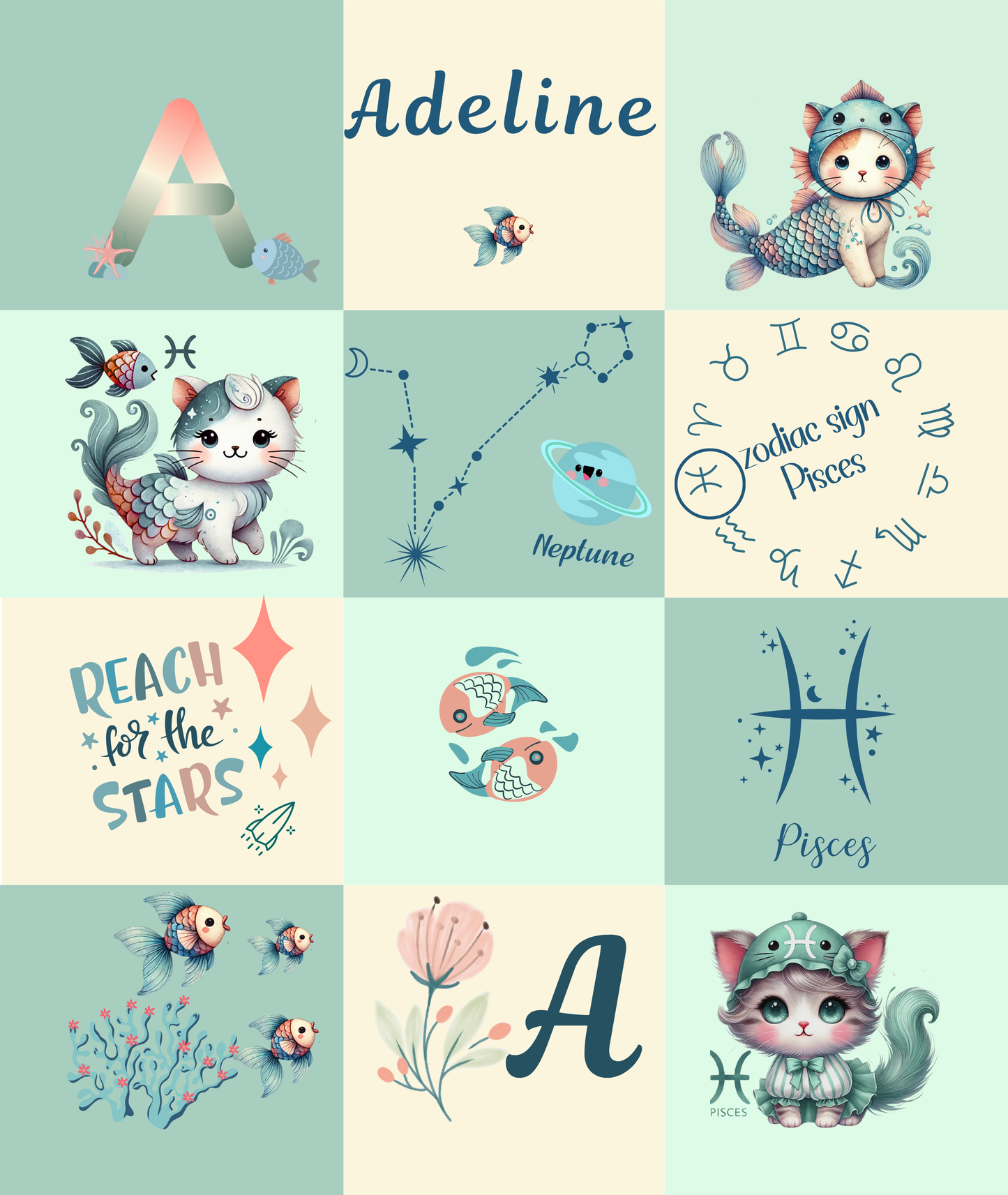 Personalized Zodiac Baby Blanket – Pisces Girl Blanket, Custom Name Velveteen Plush Blanket, Astrology Baby Gift, Soft Newborn Blanket, Baby Shower Gift